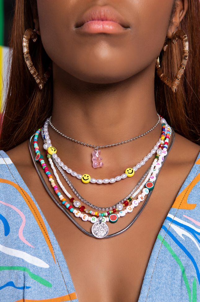 Side View I Dont Care Candy Land Necklace Set