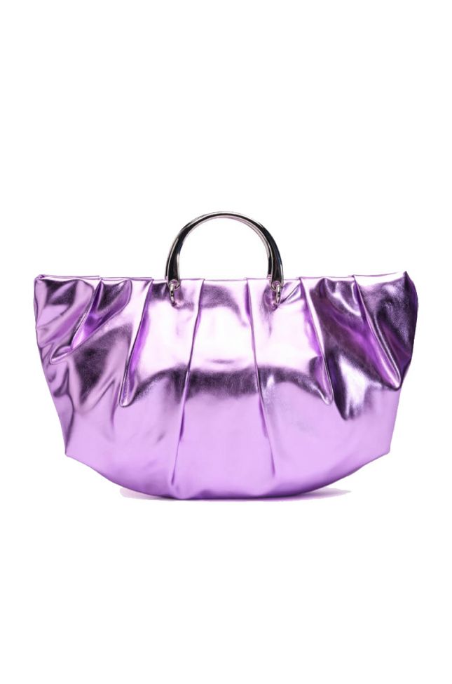 Side View I Mean Business Faux Leather Metallic Tote