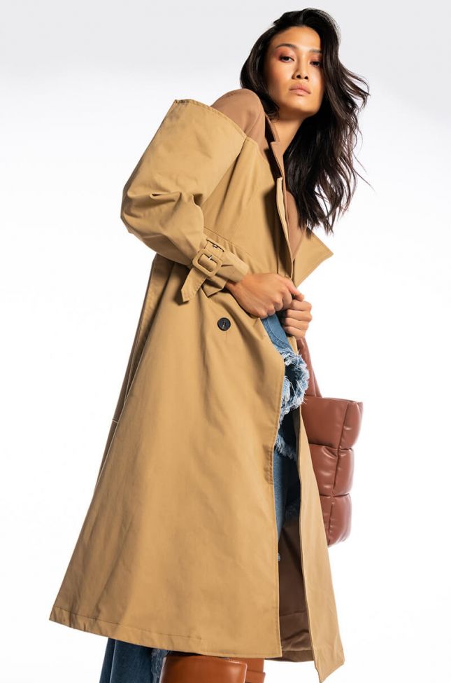 Back View Illume Off Shoulder Trench Body Coat