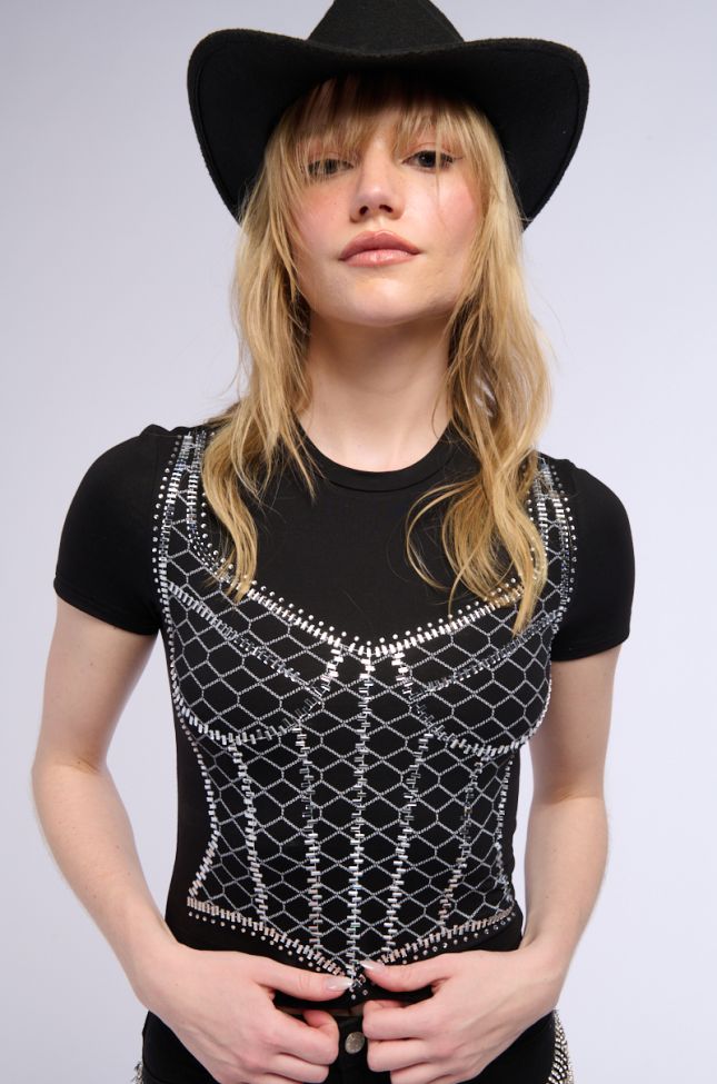 Front View Illusion Corset Graphic Tee
