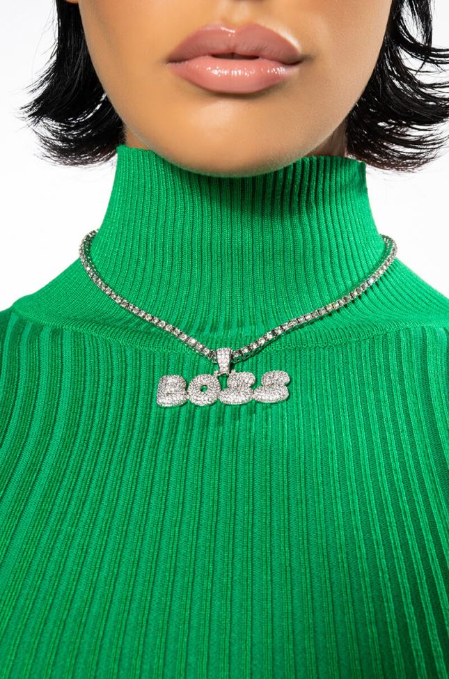 Front View Im A Boss Bish Icy Necklace