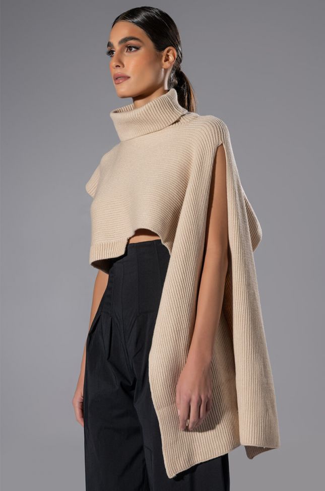 Side View Im Different Asymmetrical Turtleneck Sweater
