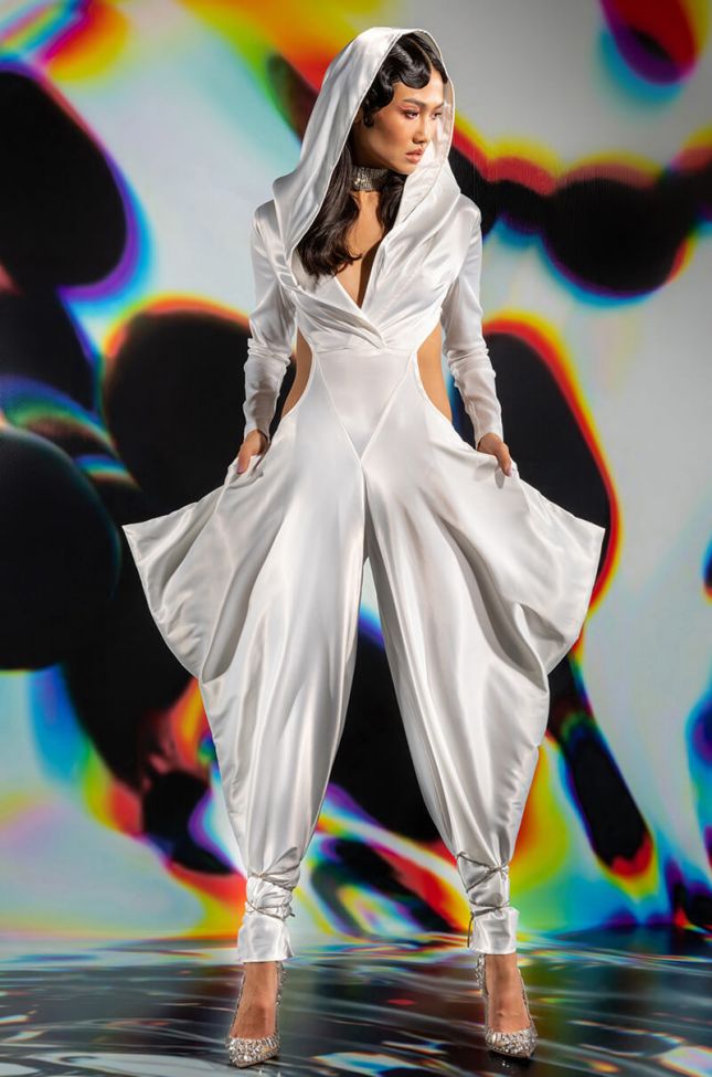 Front View In A Bottle Satin Jumpsuit