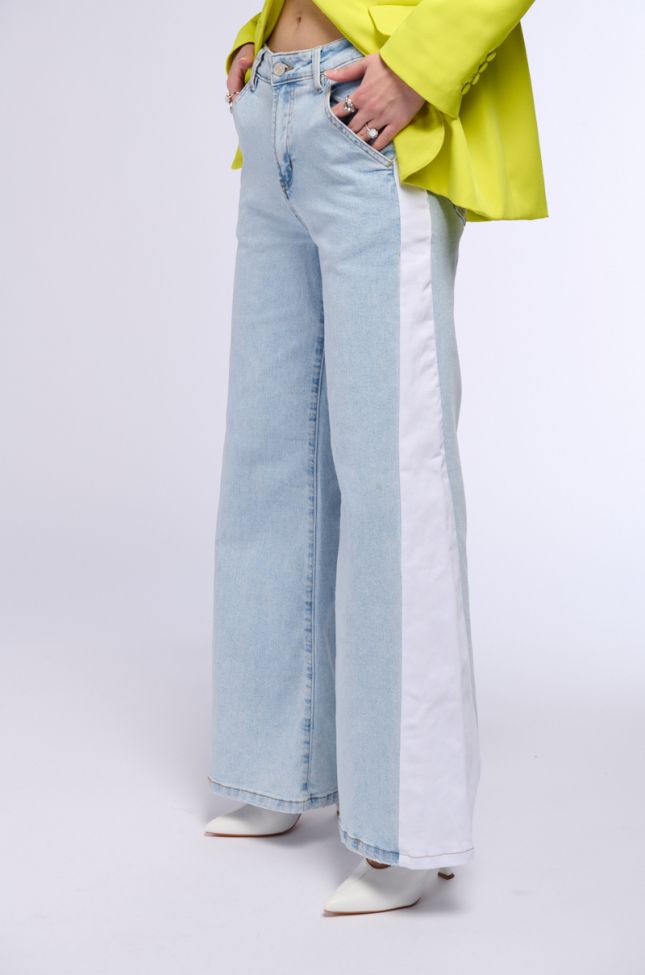 Back View In And Out Mid Rise Wide Leg Jeans