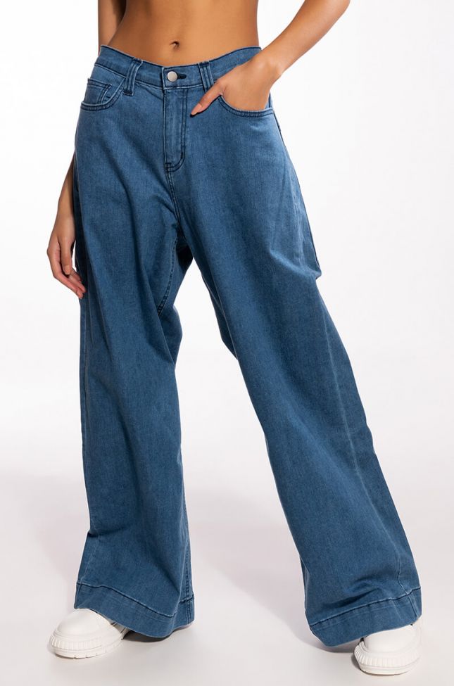 Front View In The Moment High Rise Ultra Wide Jeans