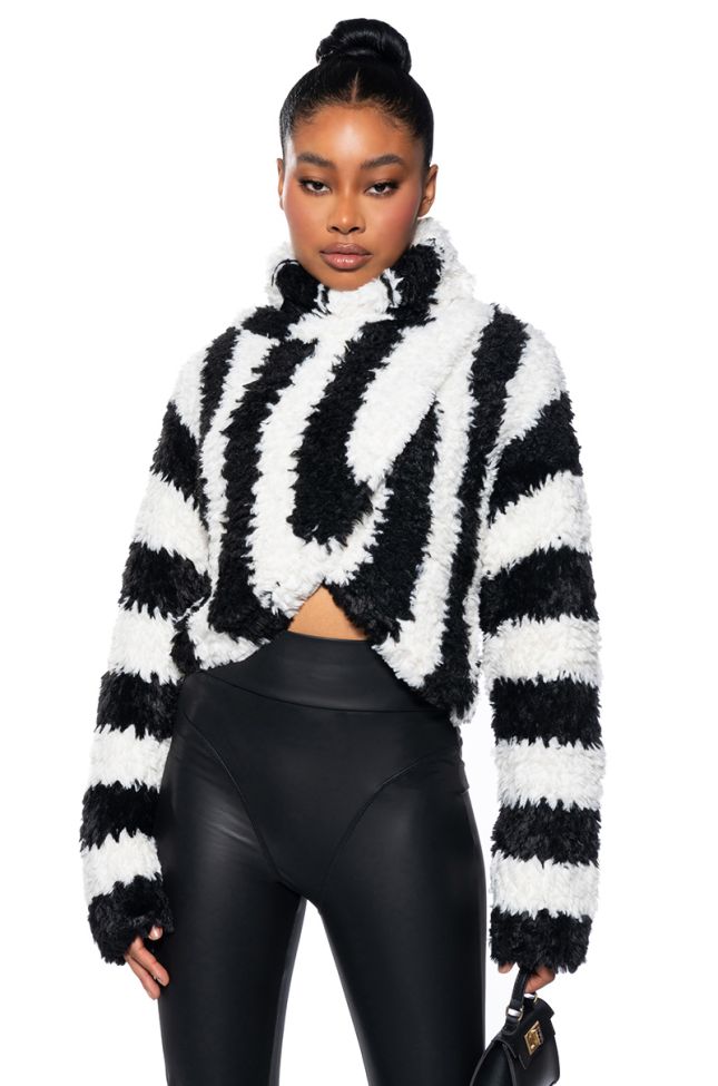 Front View In Your Eyes Long Sleeve Fuzzy Mock Neck Sweater