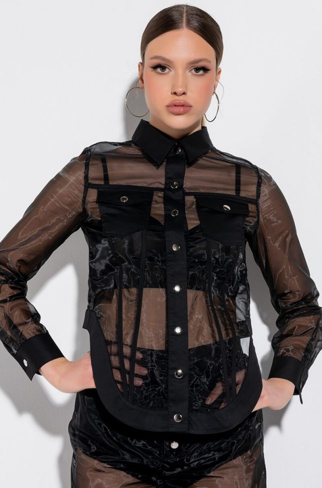 Front View Incognito Sheer Button Down
