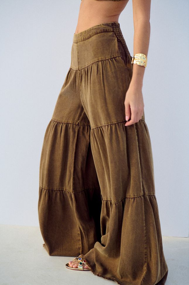 Extra View Indie Washed Tiered Wide Leg Pants