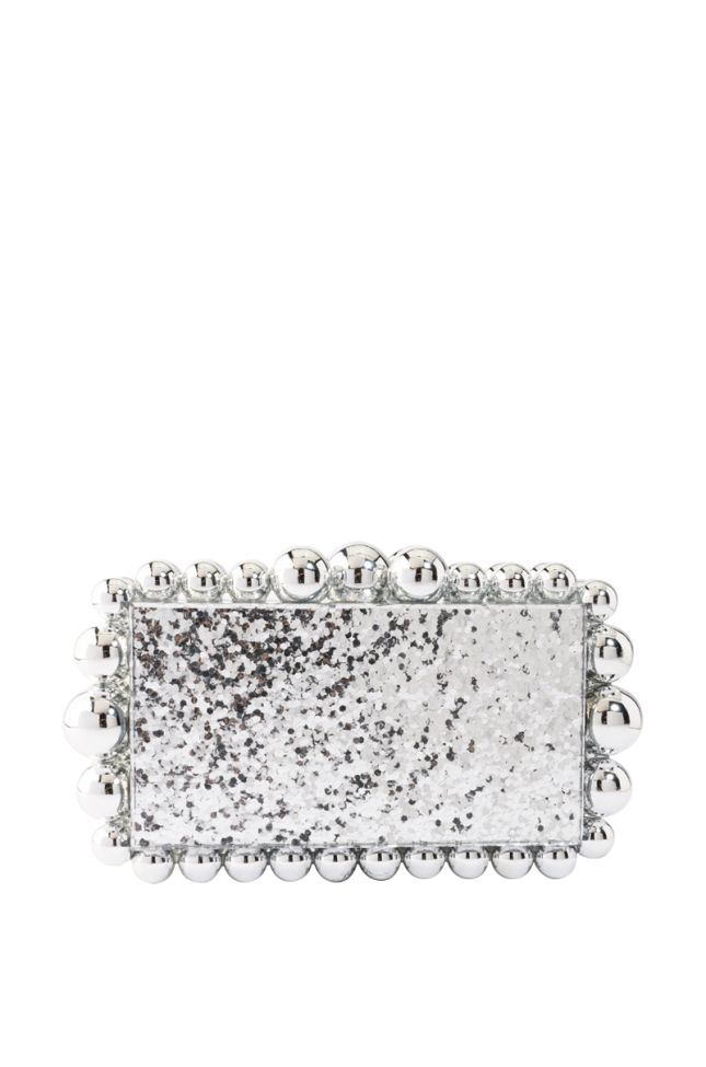 Back View Ireland Silver Embellished Clutch
