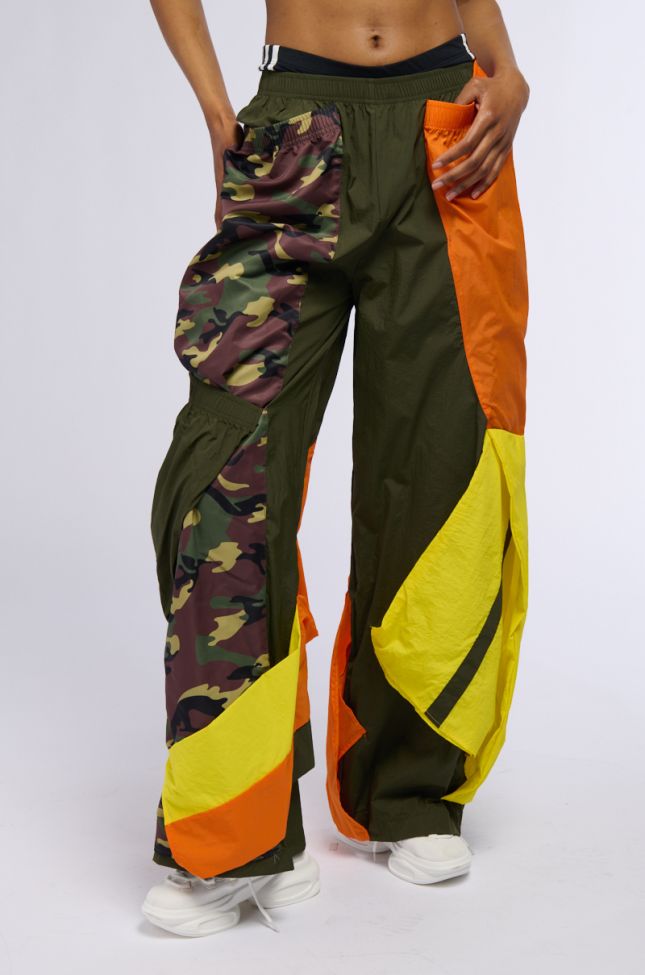 Side View Isa Camo And Colorblock Nylon Sweatpant