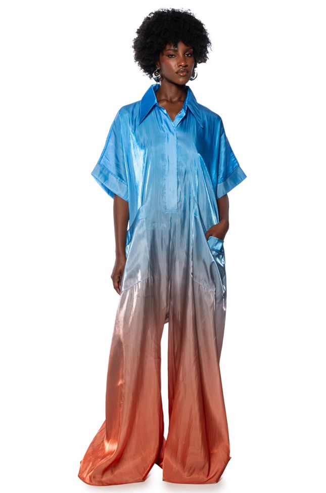 Front View Isla Ombre Oversized Satin Jumpsuit