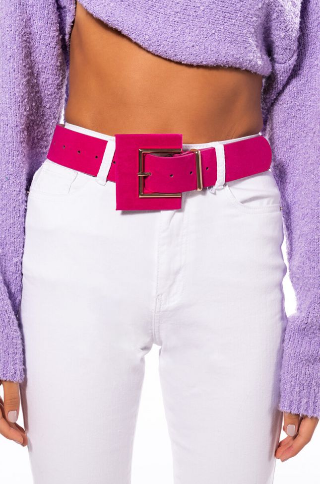 Front View Its A Lewk Pink Suede Look Belt