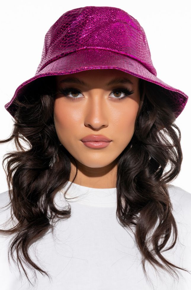 Front View Its The Pink Snake Bucket Hat For Me