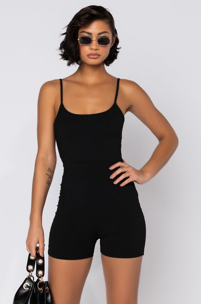Front View Its Too Easy Snatched Romper in Black