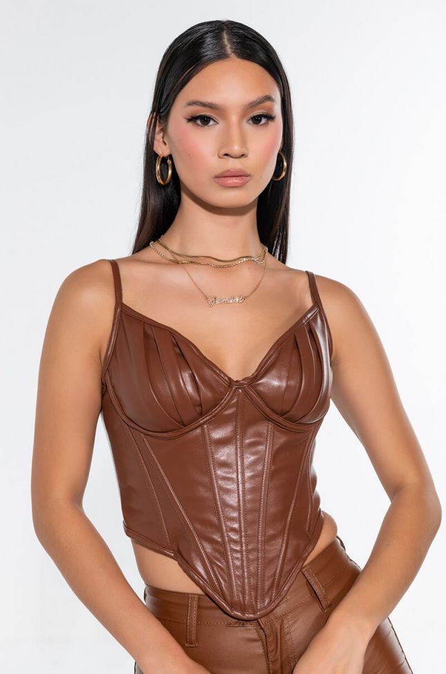 Front View Itty Bitty Pretty Pu Snatched Corset