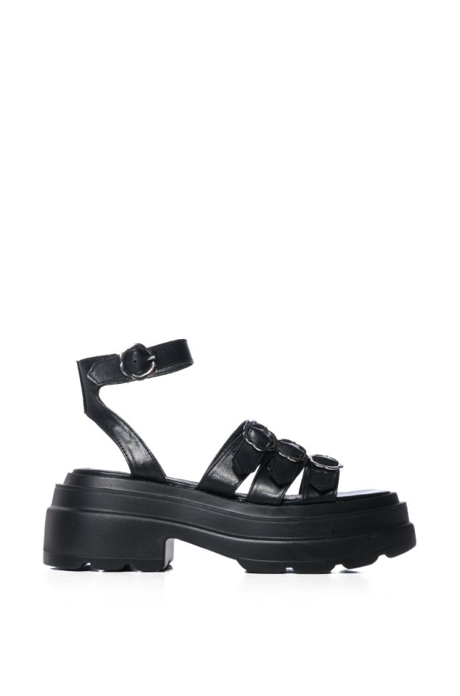 Side View Jam Out Chunky Sandal In Black