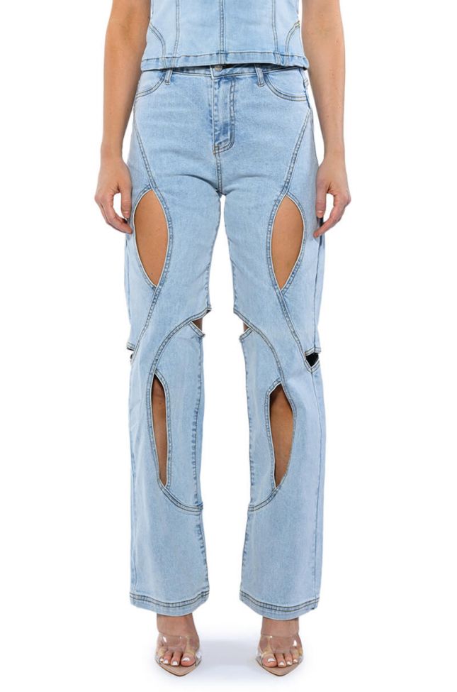 Front View Jump Around Cutout Relaxed Fit Jeans