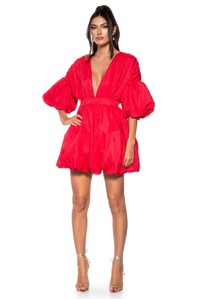 Side View June Pillow Mini Dress In Red