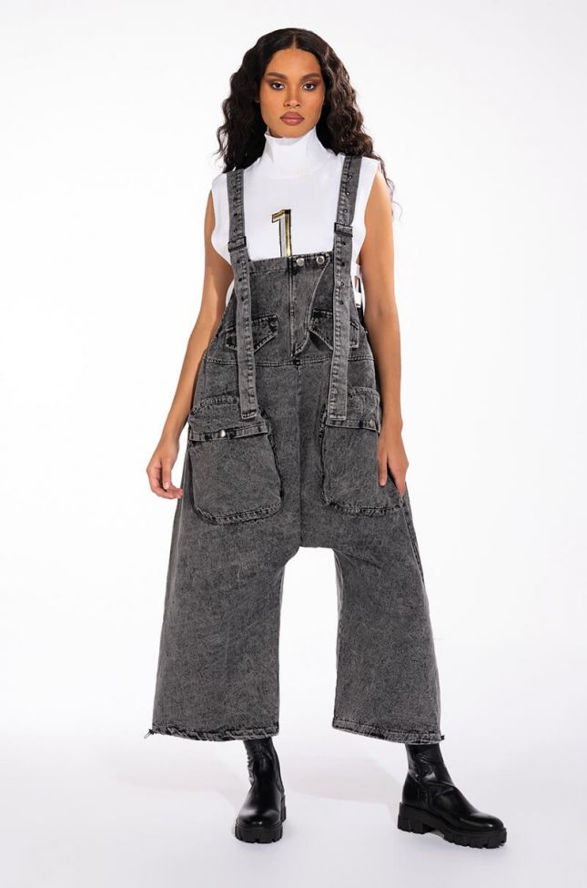Front View Just Like That Baggy Fit Overalls