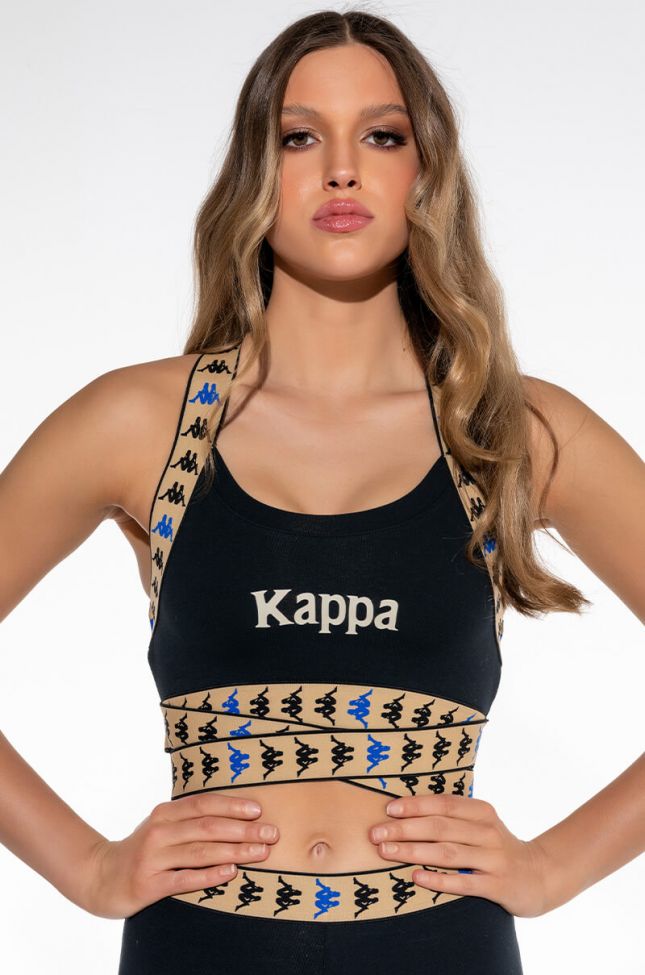 Front View Kappa Cut Out Printed Band Sports Bra