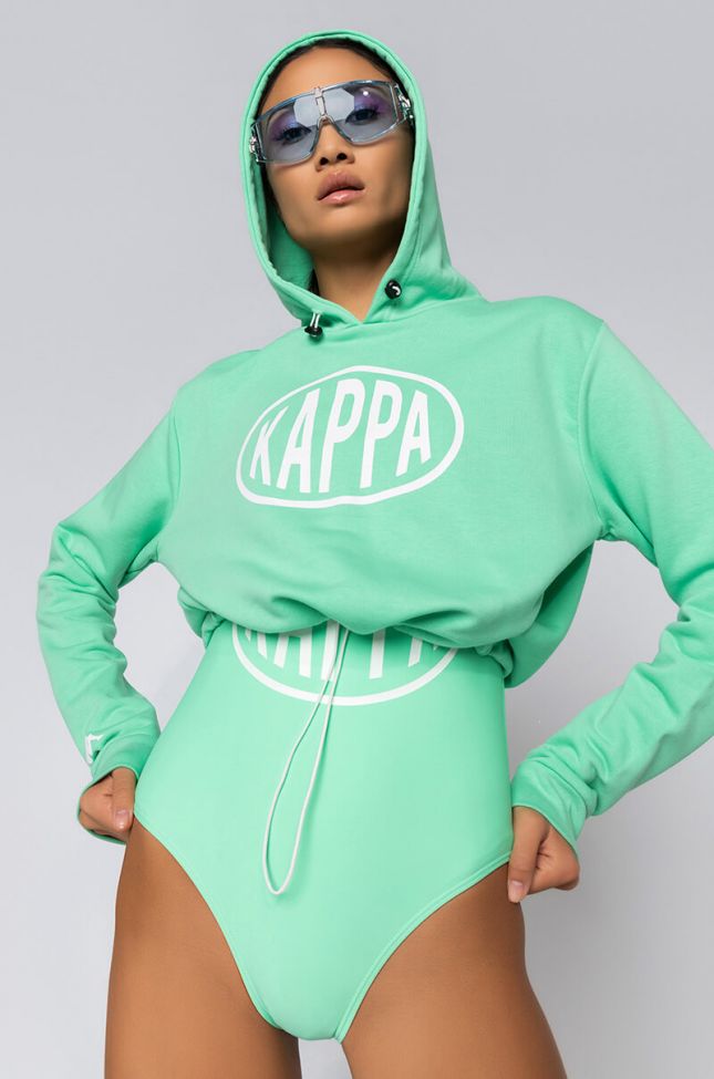 Front View Kappa Womens Pop Elanta Hoodie in Green
