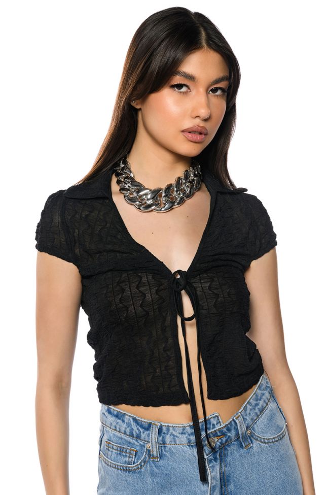KARLY TIE FRONT MESH TOP