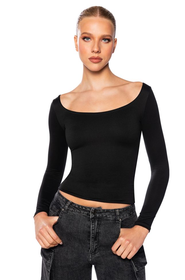 Front View Kaya Double Layer Long Sleeve Top