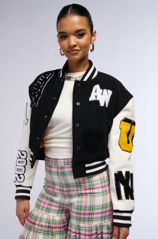 Side View Keep It Classic Patch Varsity Jacket
