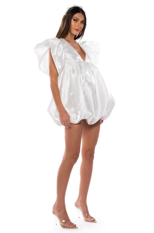 Back View Keep It Simple Baby Doll Ruffle Sleeve Mini Dress