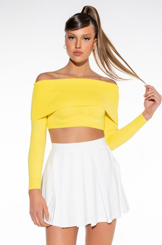 Front View Keep It Simple Cropped Off The Shoulder Sweater
