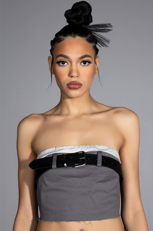 Front View Kisses Belted Crop Top