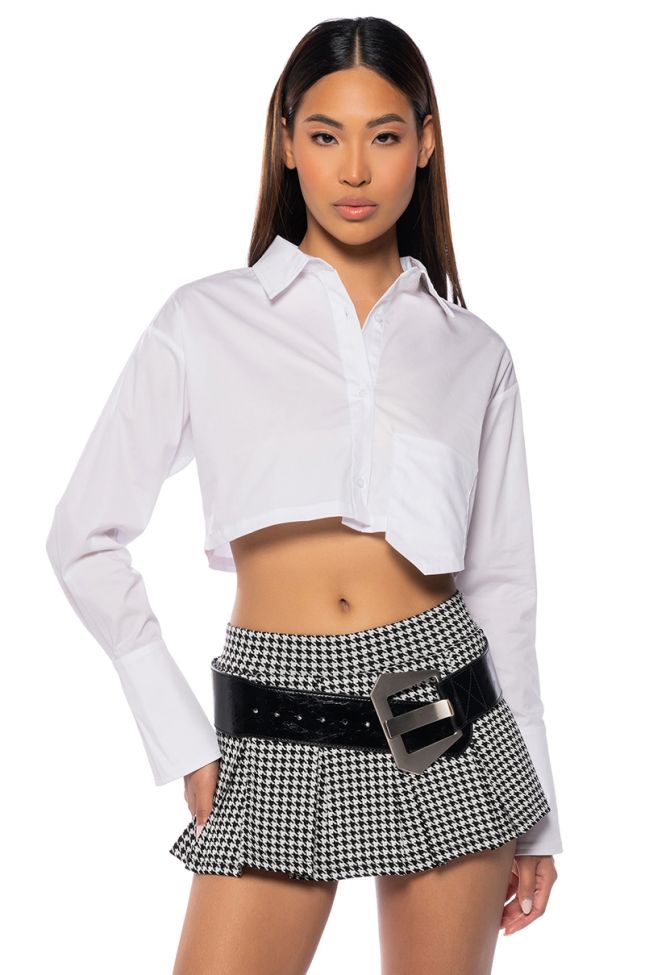 KLARE CROPPED BUTTON DOWN TOP