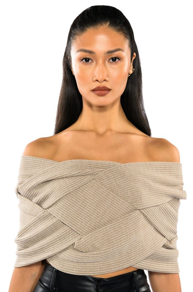 Front View Knot Your Average Gal Strapless Knit Top