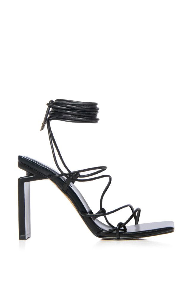 Back View Laced Black Chunky Sandal
