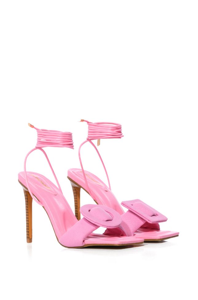Back View Layla Buckle Sandal In Pink