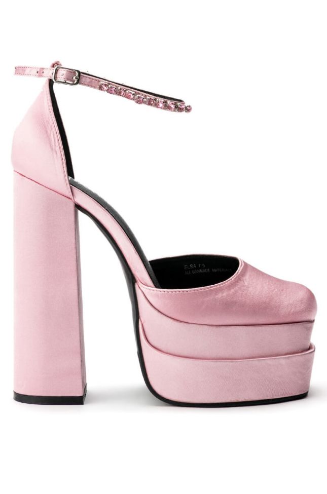 Side View Life Is But A Dream Satin Platform Pump In Pink