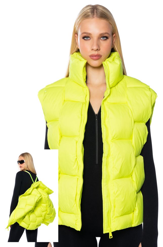 Front View Light Up The Night Textured Puffer Vest