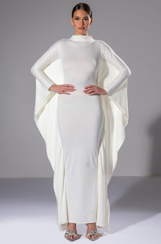 Front View Like A Statue Butterfly Sleeve Maxi Dress