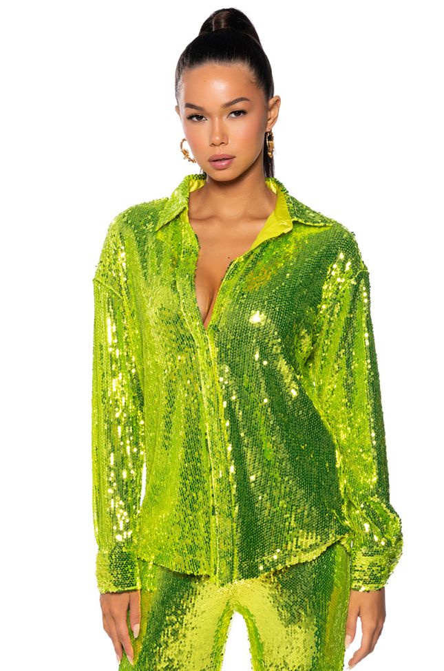 Extra View Limeade Dreaming Sequin Shirt