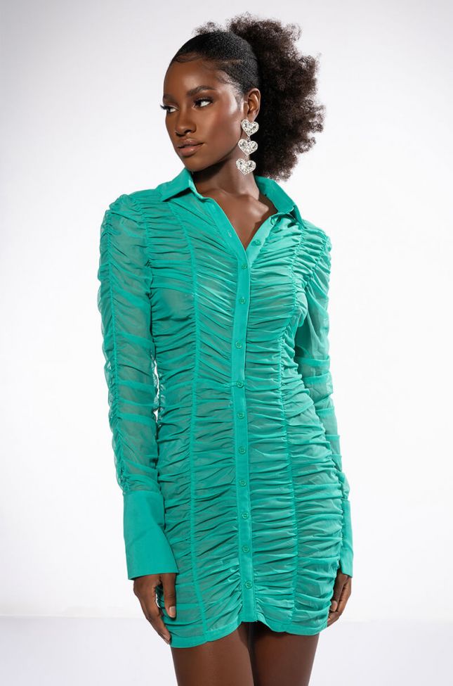 Front View Limelight Textured Long Sleeve Dress