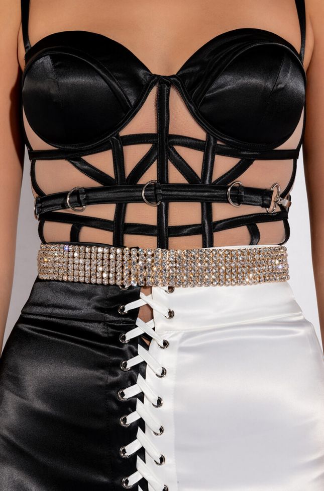 Front View Live It Up Gold Rhinestone Belt