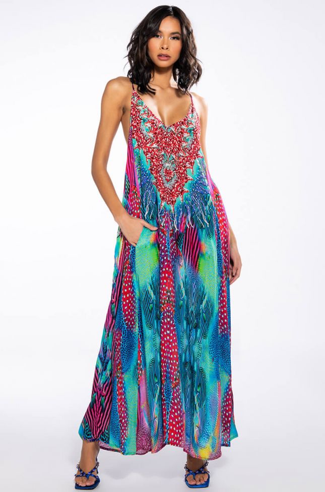 Front View Live It Up Halter Top Maxi Dress