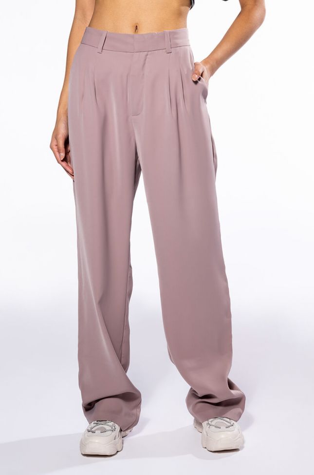 LOGAN WIDE LEG TROUSER IN TAUPE