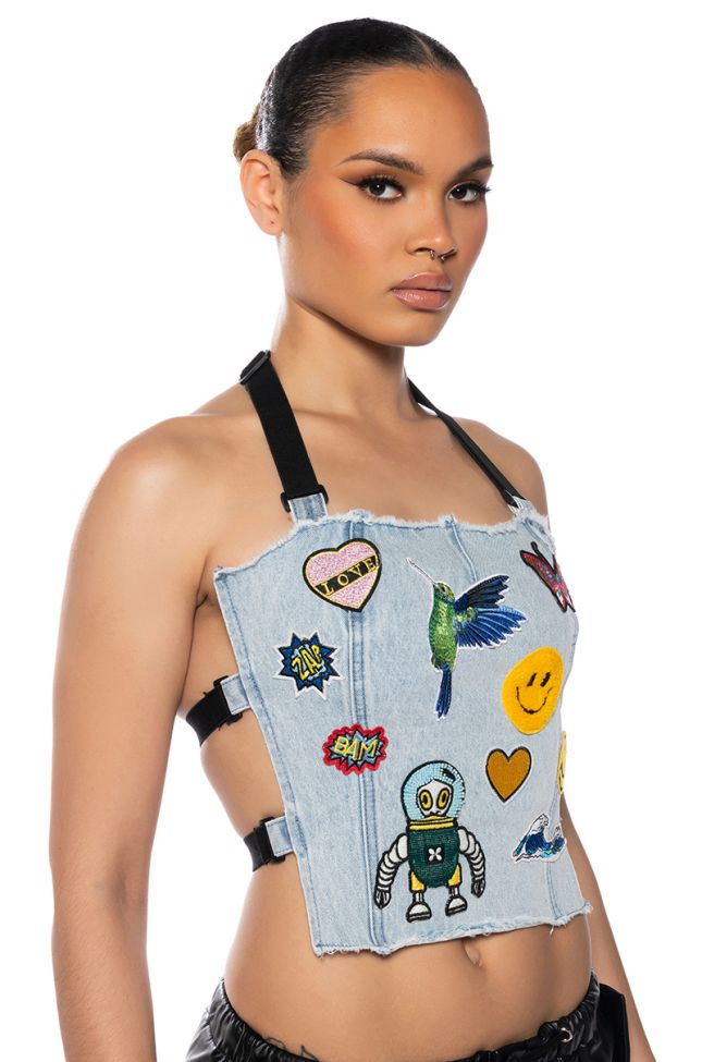 Front View Lola Patch Halter Top