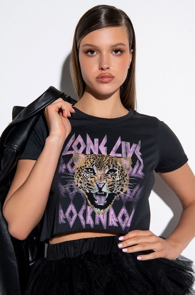 Front View Long Live Rock N Roll Cropped Graphic T