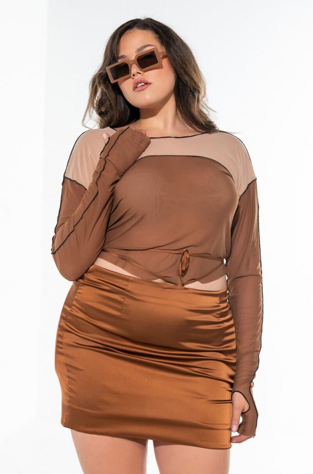 Full View Long Way To Go Lace Up Mini Skirt Plus Size