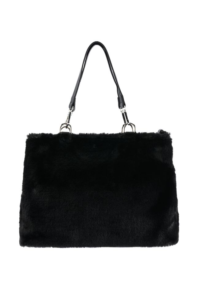 Side View Love On The Brain Faux Fur Tote