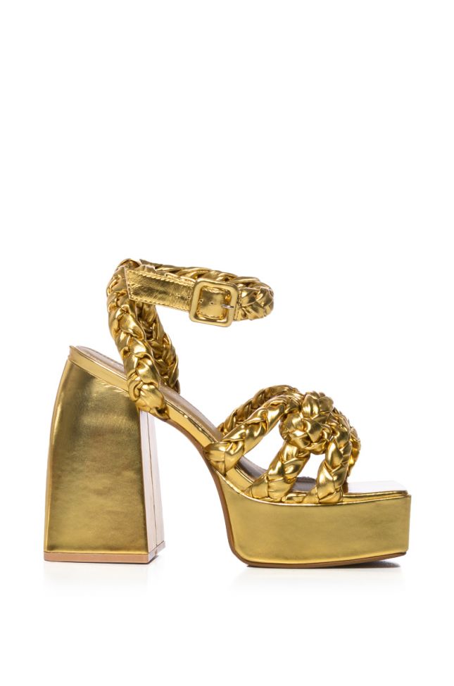 LOVE TO LOVE YOU CHUNKY BRAIDED PLATFORM SANDAL IN GOLD