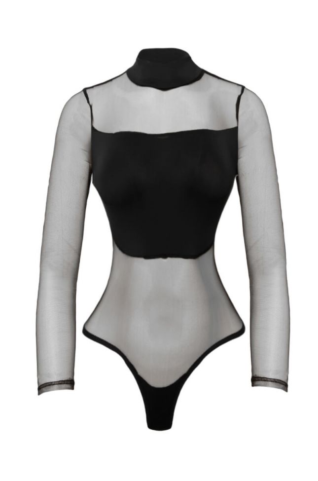 Front View Lovely Lines Mesh Bodysuit