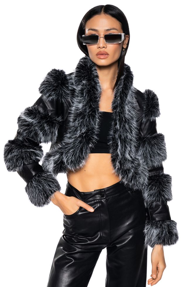 Extra View Loverboy Faux Fur Moto Jacket In Black